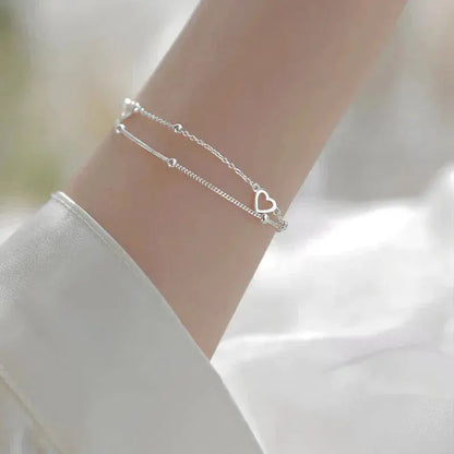 Adjustable Silver Heart Bracelet Unique Joyas